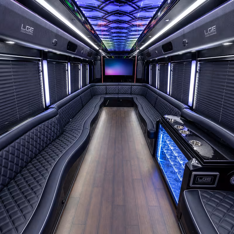 18 Passenger Party Bus Interior