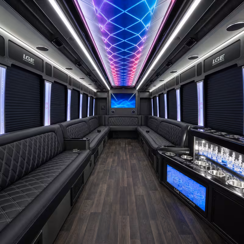 18 Passenger Party Bus Interior