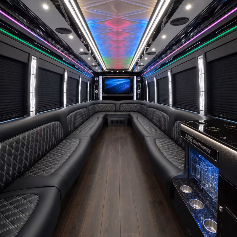 20 Passenger Party Bus Interior