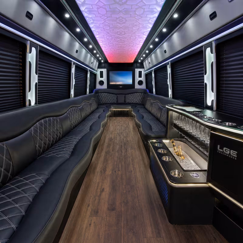 20 Passenger Party Bus Interior