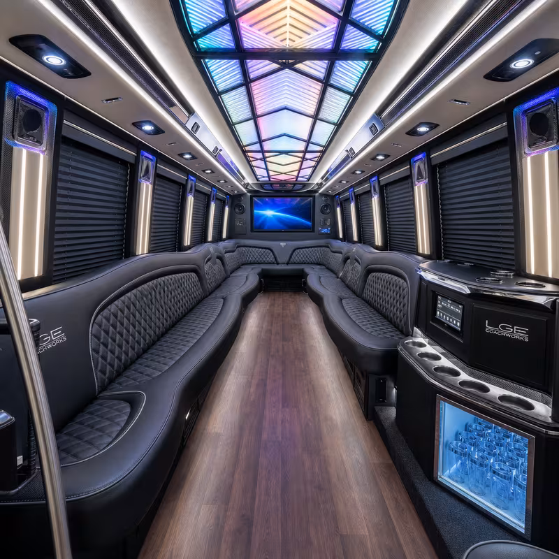 25 Passenger Party Bus Interior