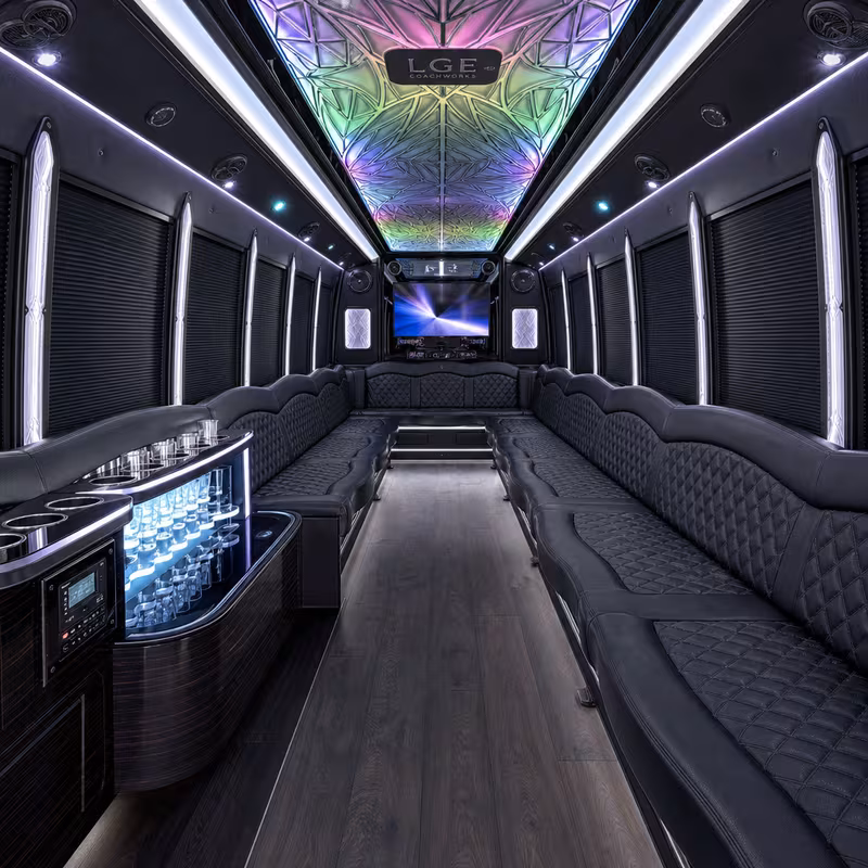 28 Passenger Party Bus Interior