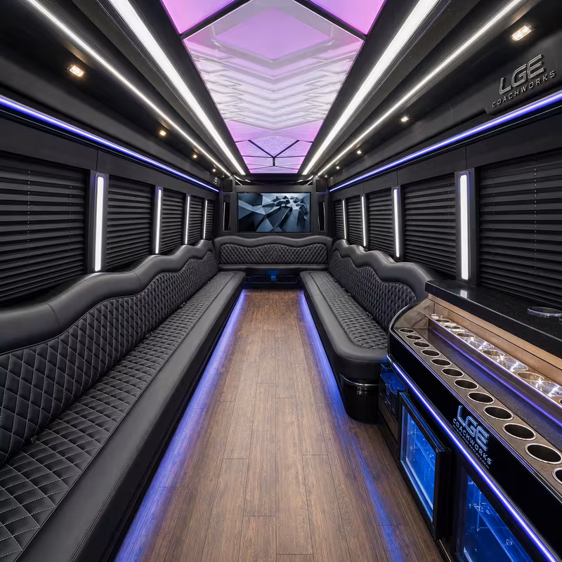 28 Passenger Party Bus Interior