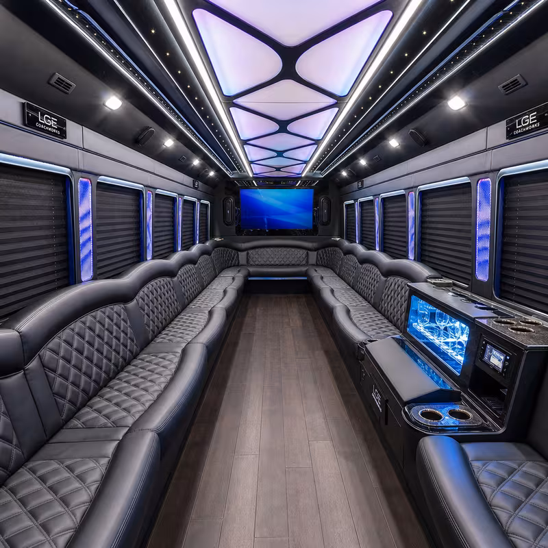 40 Passenger Party Bus Interior