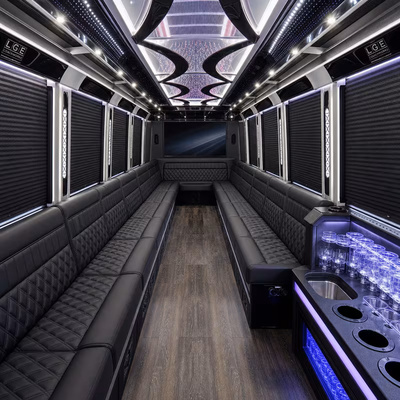 50 Passenger Party Bus Interior