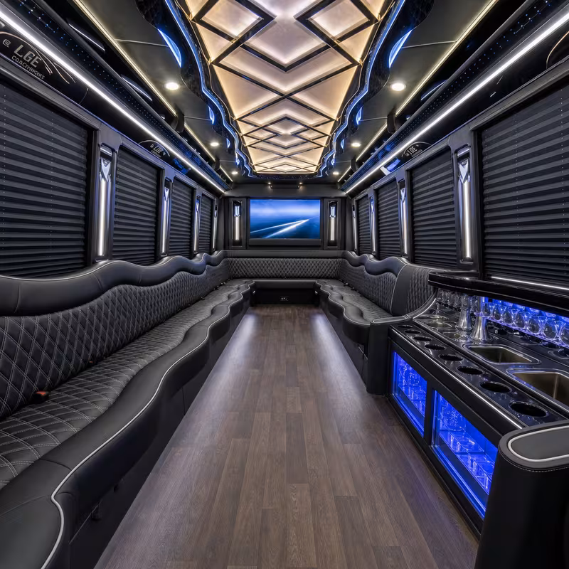50 Passenger Party Bus Interior