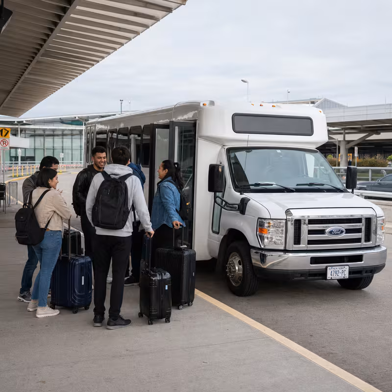 Black Mercedes Sprinter van staged for an Queens Airport Transportation group