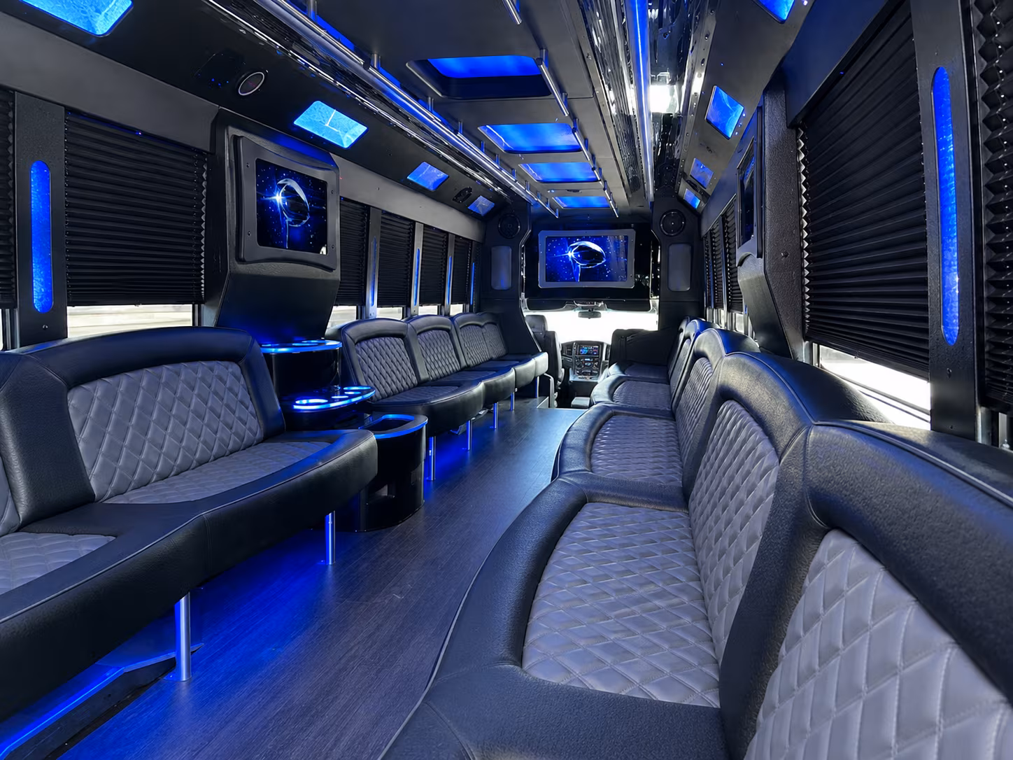 Queens Birthday, Sweet 16, & Quinceañera Transportation party bus exterior