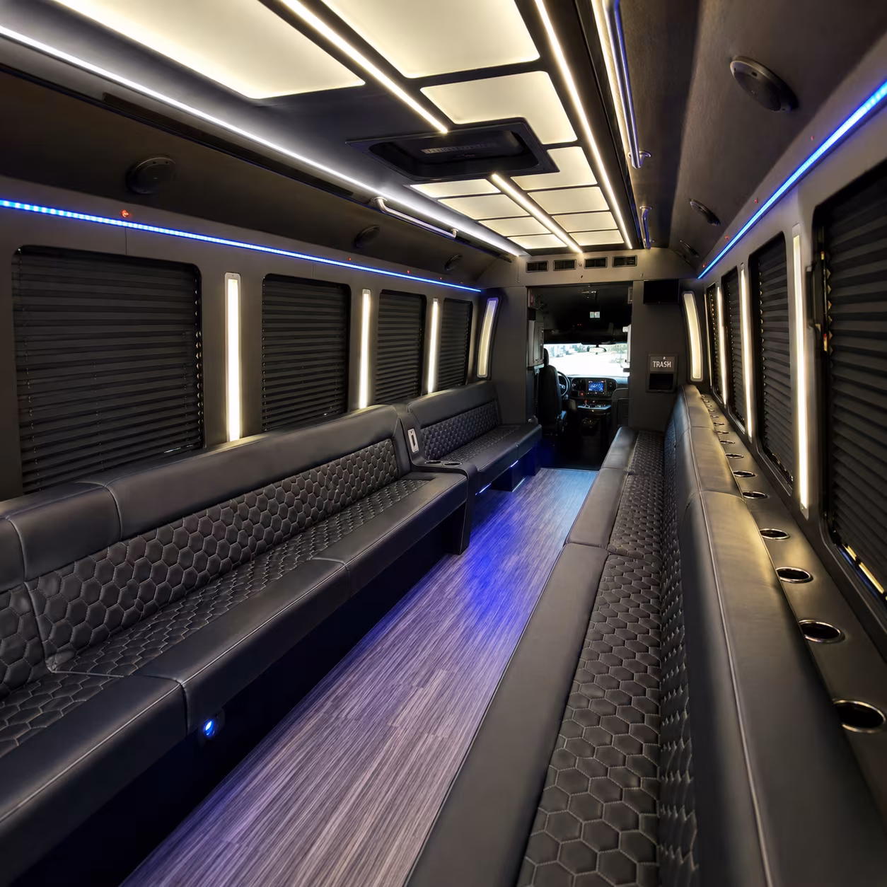 Queens Sporting Event Transportation party bus exterior