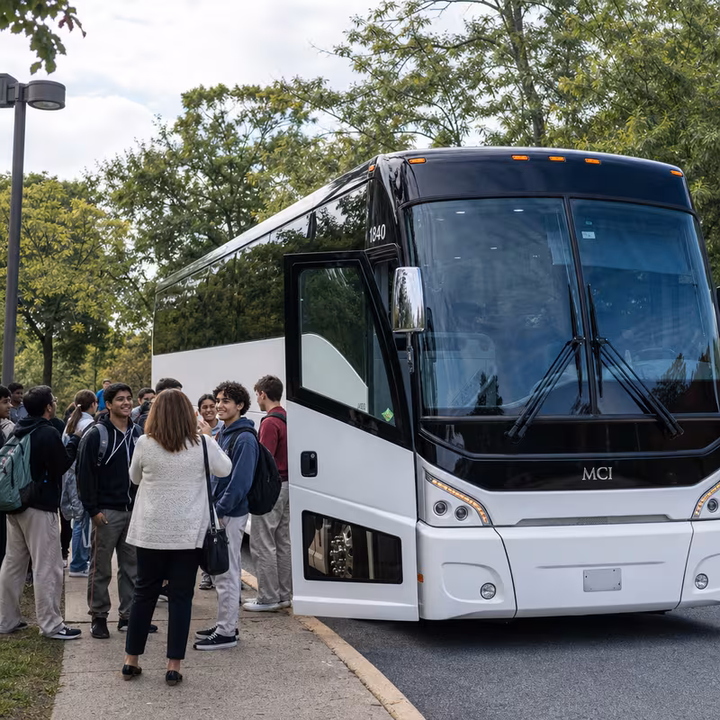 Black Mercedes Sprinter van staged for an Queens School Transportation group